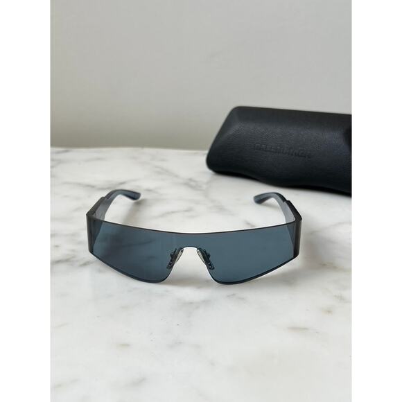 NEW Balenciaga BB0041S Blue Mirror Shield Sunglasses $575 main image 6